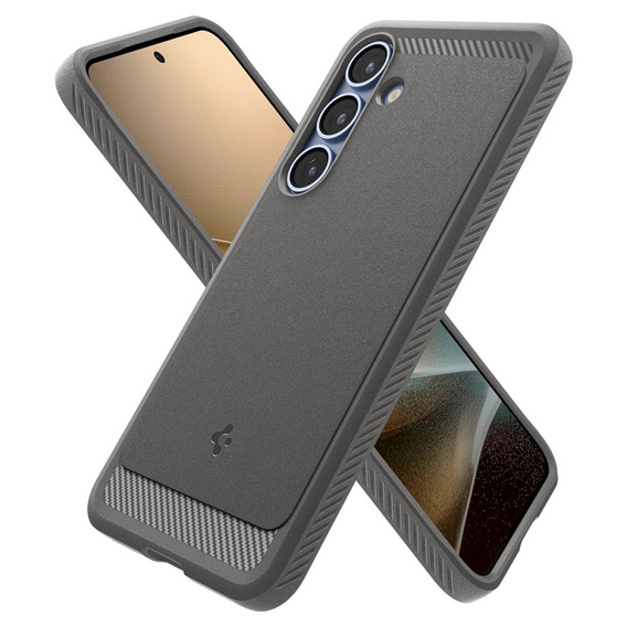 Carcasa Spigen pentru Samsung Galaxy S25, Rugged Armor MagSafe, gri + Tempered Glass 9H