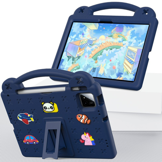 Husă pentru copii pentru Xiaomi Pad 7 / 7 Pro, Cute Patterns, cu suport, albastru închis