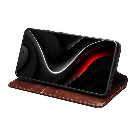 Husă din piele Qialino cu clapă Portofel pentru Samsung Galaxy S26 Ultra, maro