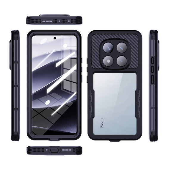 Husă impermeabilă IP68 pentru Xiaomi Redmi Note 14 Pro 5G, Redpepper, negru