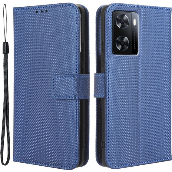 Cu clapetă pentru Oppo A57 4G/5G, Wallet Smart Magnet, albastru închis