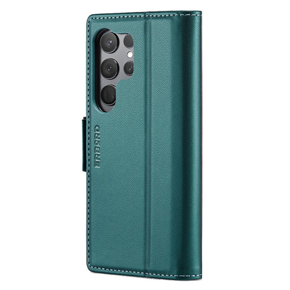 Husă pentru Samsung Galaxy S25 Ultra, ERBORD Glossy Litchi, portofel cu clapetă, verde