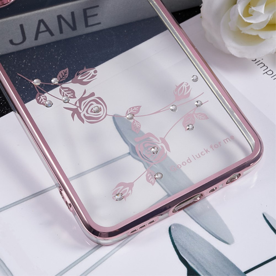 Husă pentru Oppo Reno8 T 4G, Glitter Flower, roz rose gold