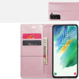 Carcasă flip CASEME pentru Samsung Galaxy S21 FE, Waxy Textured, roz