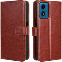 Cu clapetă pentru Motorola Moto E14, Crazy Horse Wallet, maro