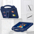 Husă pentru copii pentru Samsung Galaxy Tab A9, Cute Patterns, cu suport, albastru închis