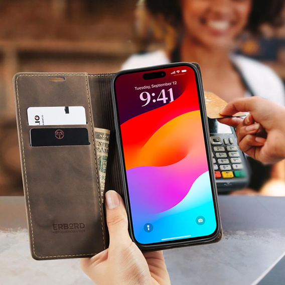 ERBORD Carcasă portofel Vintage cu clapetă pentru iPhone 17 Pro Max