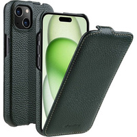 MELKCO carcasă flip pentru iPhone 15 Plus, piele, flip, verde închis