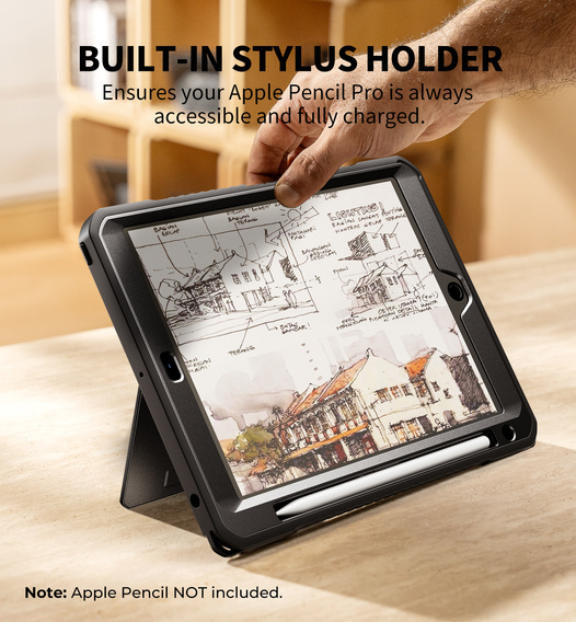 Husă Dexnor 360° cu curea și suport pentru stylus pentru iPad 10,2" 2021/2020/2019 (generația a 9-a/a 8-a/a 7-a)