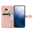 Cu clapetă pentru Xiaomi 14T Pro, Mandala, roz rose gold