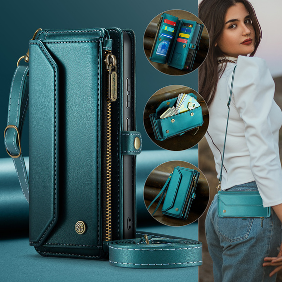 Husă din piele CASEME RFID pentru Samsung Galaxy A57 5G, verde