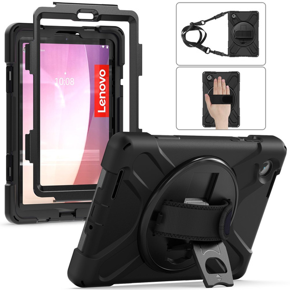 Husă pentru copii pentru Lenovo Tab M8 Gen 4 TB-300FU, blindată cu curea, negru