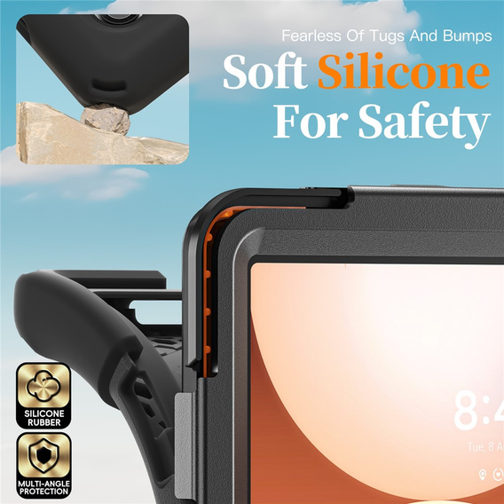 Husă blindată cu suport și curea de umăr pentru Samsung Galaxy Tab A11+