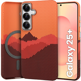 Carcasa pentru Samsung Galaxy S25+ Plus, Carbon Fiber MagSafe, portocaliu
