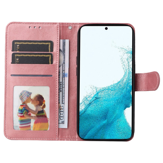 Cu clapetă pentru Samsung Galaxy A34 5G, Leather Wallet, roz rose gold