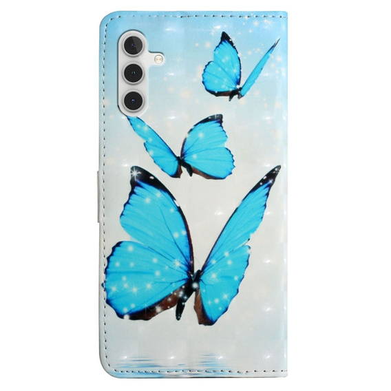 Cu clapetă pentru Samsung Galaxy A05s, Wallet, Butterflies, albastru