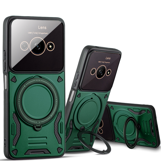 Husă blindată pentru Xiaomi Redmi A3, Magnetic Ring, verde