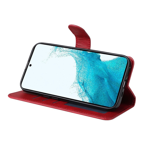 Cu clapetă pentru Samsung Galaxy A54 5G, Leather Wallet, roșu