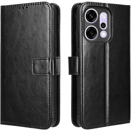 Husă cu clapetă pentru Oppo Reno 14, cu textură Crazy Horse, negru