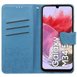Cu clapetă pentru Samsung Galaxy M34 5G, Butterfly, albastru