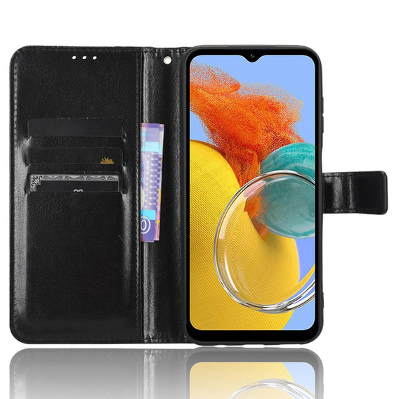Cu clapetă pentru Samsung Galaxy M34, Crazy Horse Wallet, negru