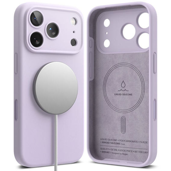 Carcasă Ringke pentru iPhone 17 Pro Max, Silicone Magnetic MagSafe, Violet deschis