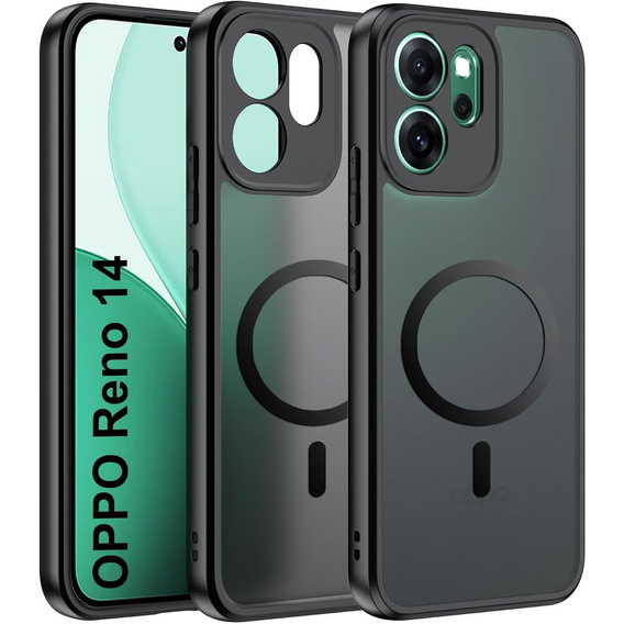 Carcasă Matt pentru Oppo Reno 14, pentru MagSafe, negru translucid