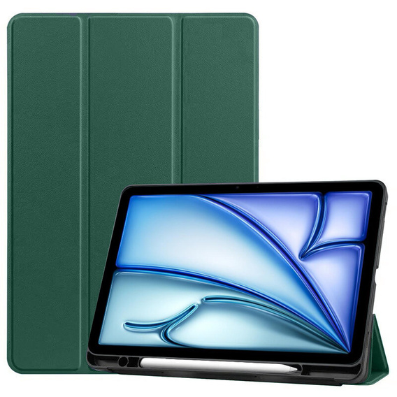 Husă pentru iPad Air 13" 2025/2024 (7/6 gen.), Smartcase cu spațiu pentru stylus, verde închis