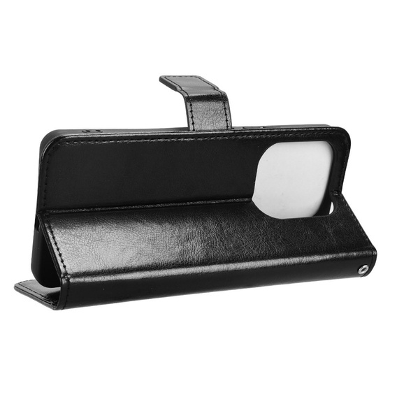 Cu clapetă pentru Xiaomi Redmi Note 14 4G, Crazy Horse Wallet, negru