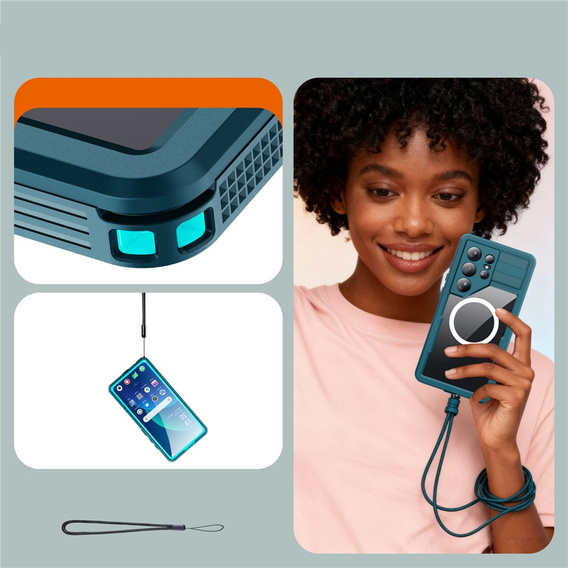 Husă impermeabilă Redpepper MagSafe pentru Samsung Galaxy S26 Ultra, albastră