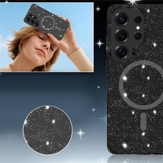 Husă strălucitoare, pentru MagSafe pentru Samsung Galaxy S26 Ultra, transparentă/neagră