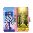Cu clapetă pentru Xiaomi 13 Lite, Wallet, tree & owls, albastru