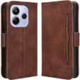 Cu clapetă pentru Xiaomi Redmi Note 14 4G, Card Slot, maro