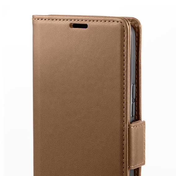 Husă pentru Xiaomi Redmi Note 13 Pro 4G / Xiaomi Redmi Note 14S / Xiaomi Poco M6 Pro 4G, ERBORD Glossy Litchi, portofel cu clapetă, maro