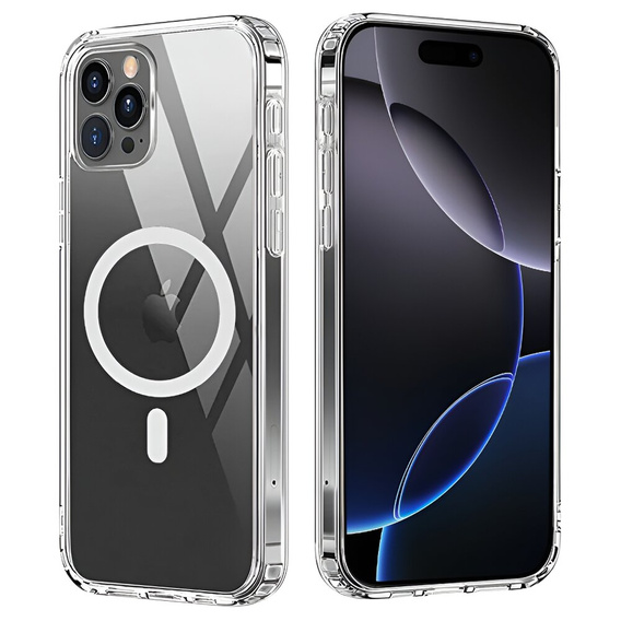 Husă magnetică MagSafe pentru iPhone 16 Pro Max, ERBORD CrystalMag, transparentă + sticlă pentru ecran