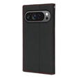 Husă cu clapetă pentru Google Pixel 10 / 10 Pro, piele Litchi Grain, negru