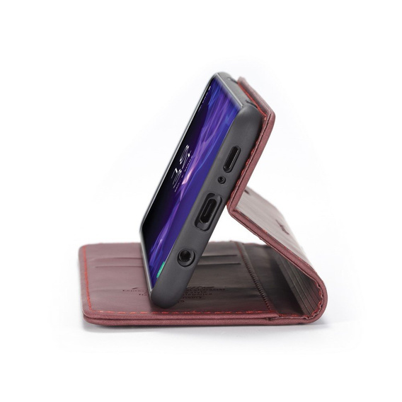 Husa CASEME pentru Samsung Galaxy S9 Plus, Leather Wallet Case, maroon