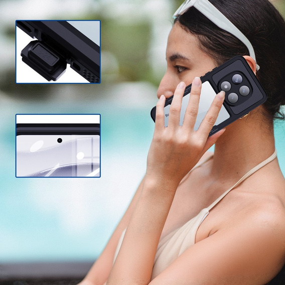 Husă impermeabilă IP68 pentru Xiaomi Redmi Note 14 Pro 5G, Redpepper, negru