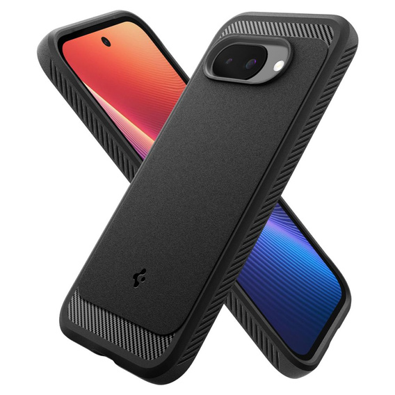 Carcasa Spigen pentru Google Pixel 9A, Rugged Armor MagSafe, negru + Tempered Glass 9H