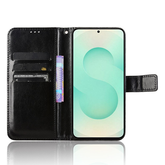 Cu clapetă pentru Samsung Galaxy S25 Edge, Crazy Horse Wallet, negru