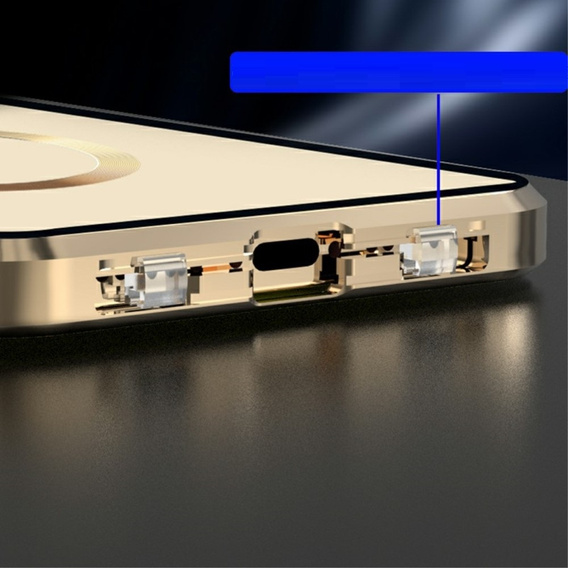 Carcasa Magnetic Dual Glass MagSafe pentru iPhone 15 Pro, de aur