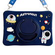 Husă din silicon pentru copii pentru iPad 9.7" 2018/2017 (6/5 gen.), blindată cu curea, Astronaut, albastru închis