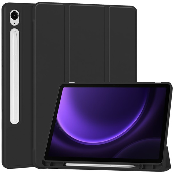 Husă pentru Samsung Galaxy Tab S10 Lite / S10 FE / S9 FE, Smartcase cu spațiu pentru stylus, negru
