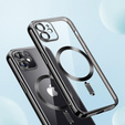 Husă pentru iPhone 12, Electro MagSafe, negru + Sticlă pentru ecran
