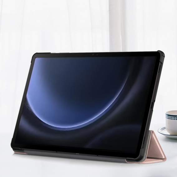 Husă pentru Samsung Galaxy Tab S9 FE+ Plus, Smartcase cu spațiu pentru stylus, roz rose gold