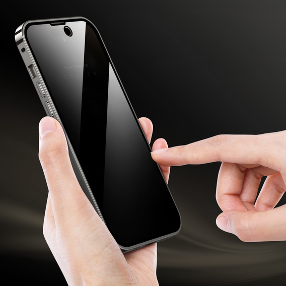 Husă pentru iPhone 15 Pro, Privacy Dual Glass, pentru MagSafe, de argint