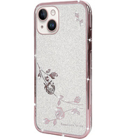 Husă pentru iPhone 14, Glitter Flower, roz rose gold