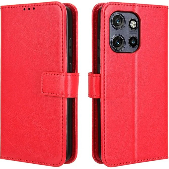 Cu clapetă pentru Motorola Edge 50 Neo / Motorola ThinkPhone 25, Crazy Horse Wallet, roșu