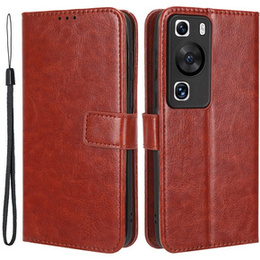 Cu clapetă pentru Huawei P60 / P60 Pro, Crazy Horse Wallet, maro