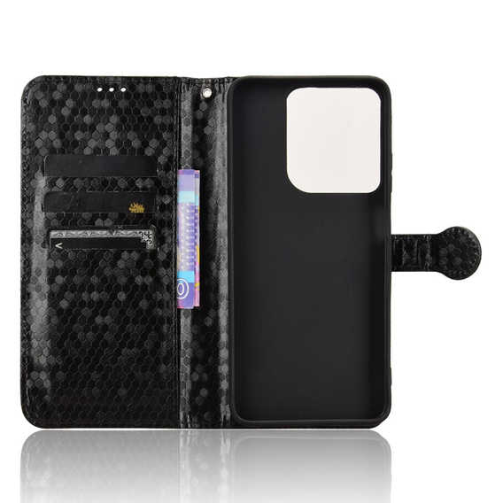 Husa cu clapetă pentru Motorola Moto G86 Power 5G, Wallet Rhombus, negru